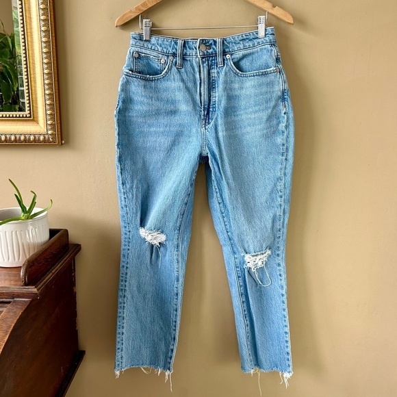 Madewell Curvy Perfect Vintage Jeans Bradwell Wash Raw Fray Hem Distressed Sz 27 - Picture 4 of 14